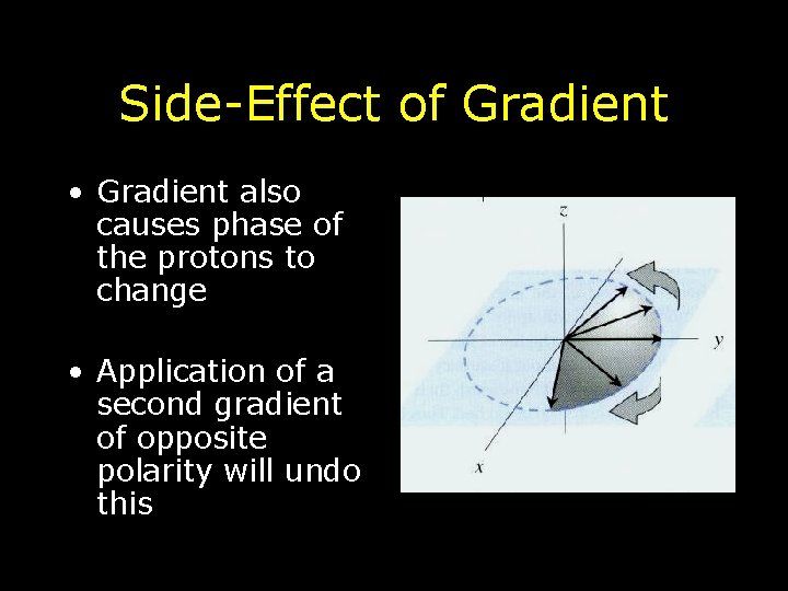 Side-Effect of Gradient • Gradient also causes phase of the protons to change • Side-Effect of Gradient • Gradient also causes phase of the protons to change •
