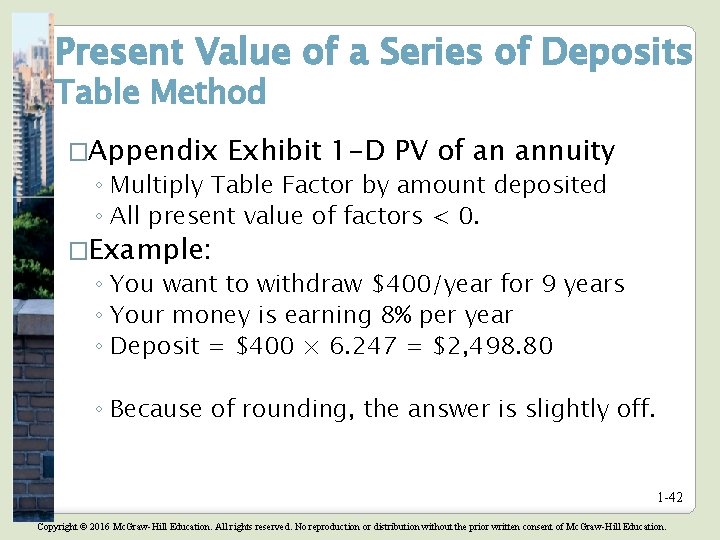 Present Value of a Series of Deposits Table Method �Appendix Exhibit 1 -D PV Present Value of a Series of Deposits Table Method �Appendix Exhibit 1 -D PV