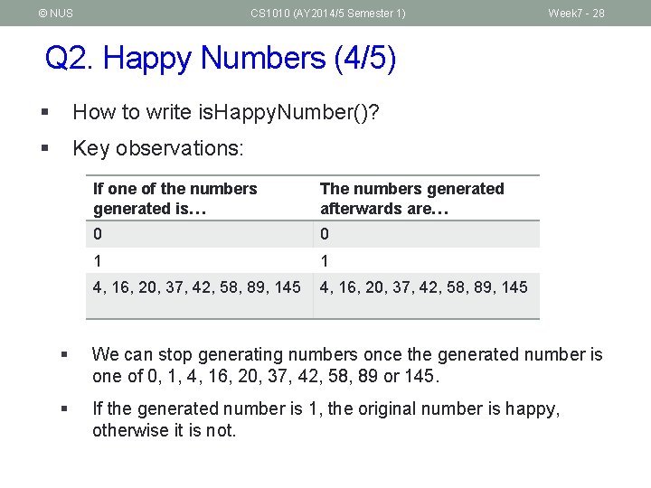 © NUS CS 1010 (AY 2014/5 Semester 1) Week 7 - 28 Q 2.