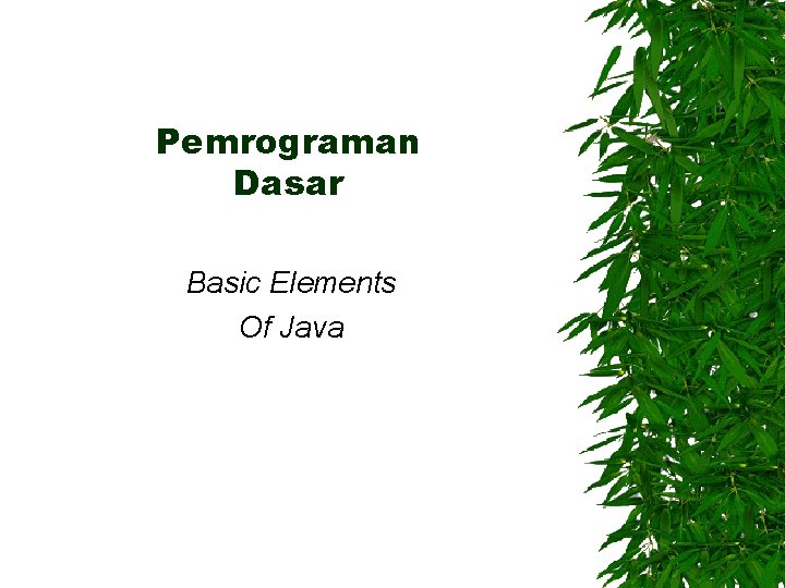 Pemrograman Dasar Basic Elements Of Java Pemrograman Dasar Basic Elements Of Java
