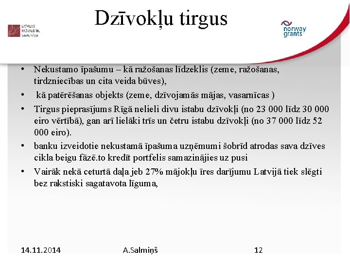 Dzīvokļu tirgus • Nekustamo īpašumu – kā ražošanas līdzeklis (zeme, ražošanas, tirdzniecības un cita