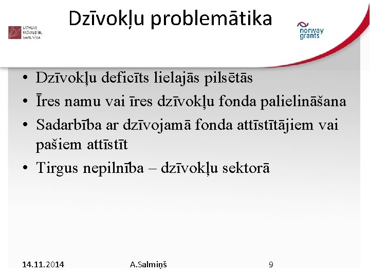 Dzīvokļu problemātika • Dzīvokļu deficīts lielajās pilsētās • Īres namu vai īres dzīvokļu fonda