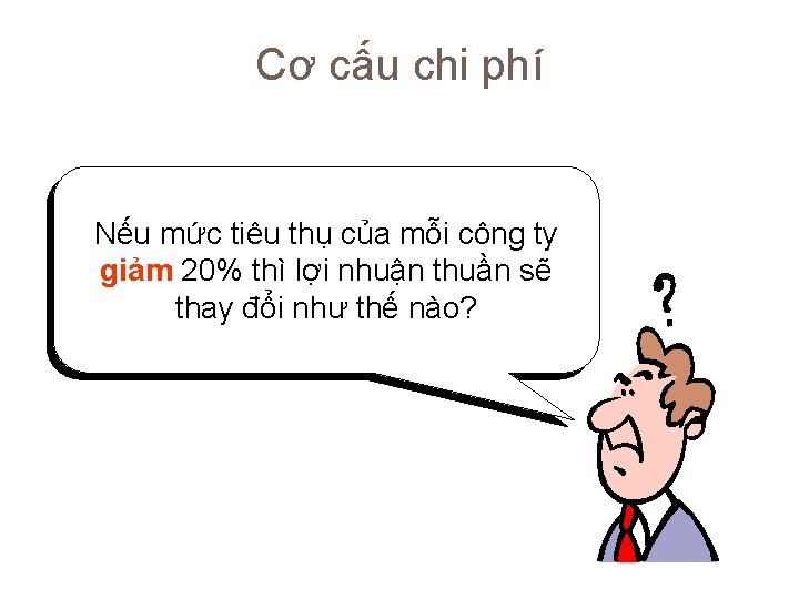 Cơ cấu chi phí Nếu mức tiêu thụ của mỗi công ty giảm 20%