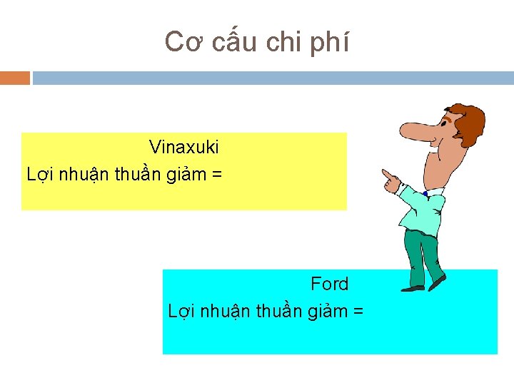 Cơ cấu chi phí Vinaxuki Lợi nhuận thuần giảm = Ford Lợi nhuận thuần