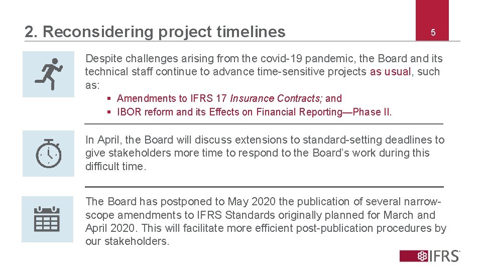 2. Reconsidering project timelines 5 Despite challenges arising from the covid-19 pandemic, the Board