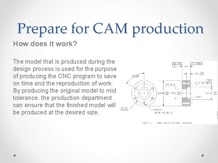 Prepare for CAM production How does it work? The model that is produced during
