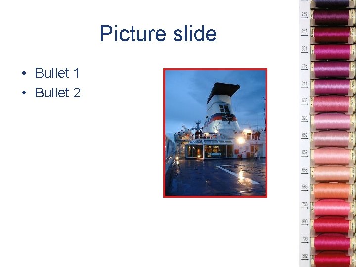 Picture slide • Bullet 1 • Bullet 2 
