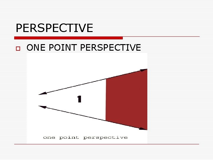 PERSPECTIVE o ONE POINT PERSPECTIVE 