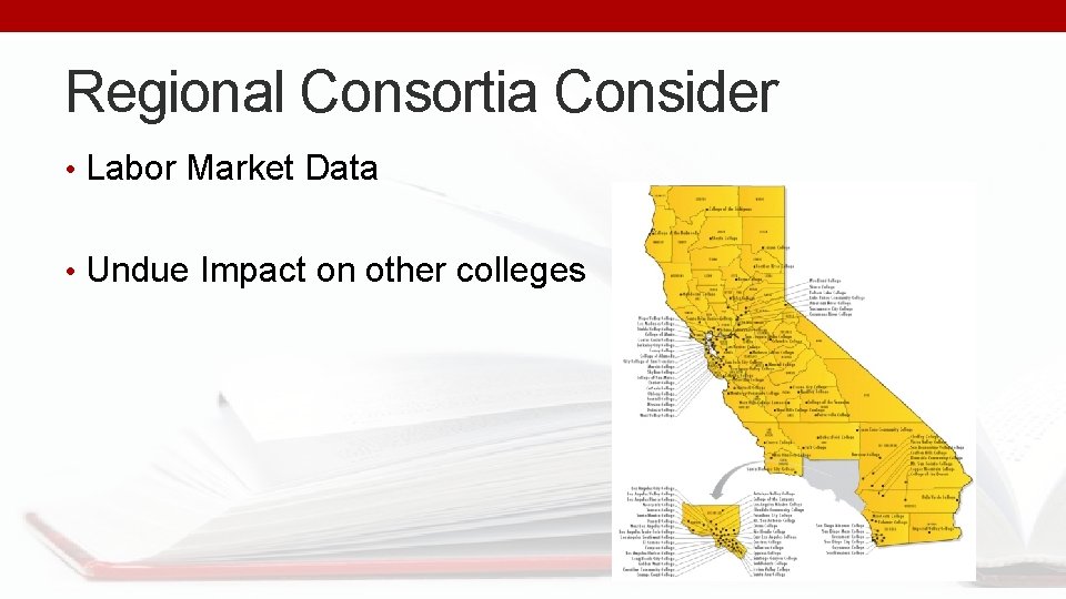 Regional Consortia Consider • Labor Market Data • Undue Impact on other colleges 