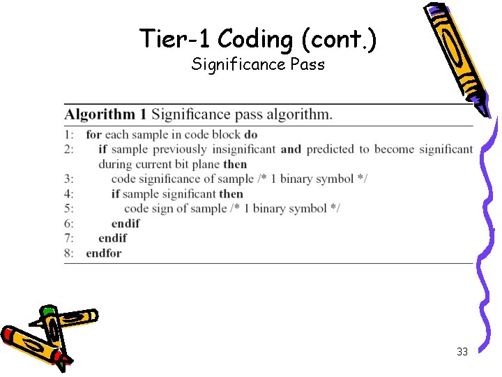 Tier-1 Coding (cont. ) Significance Pass 33 