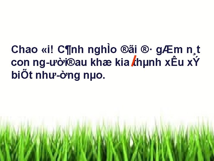 Chao «i! C¶nh nghÌo ®ãi ®· gÆm n¸t con ng ười®au khæ kia thµnh