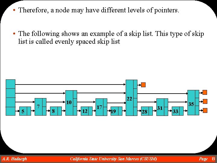  • Therefore, a node may have different levels of pointers. • The following