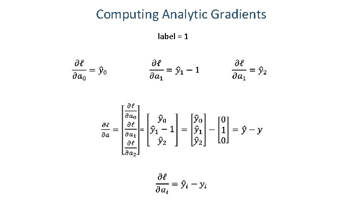 Computing Analytic Gradients label = 1 