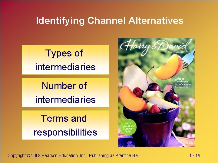 Identifying Channel Alternatives Types of intermediaries Number of intermediaries Terms and responsibilities Copyright ©