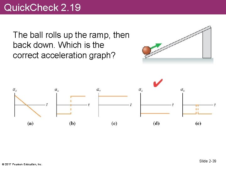 Quick. Check 2. 19 The ball rolls up the ramp, then back down. Which