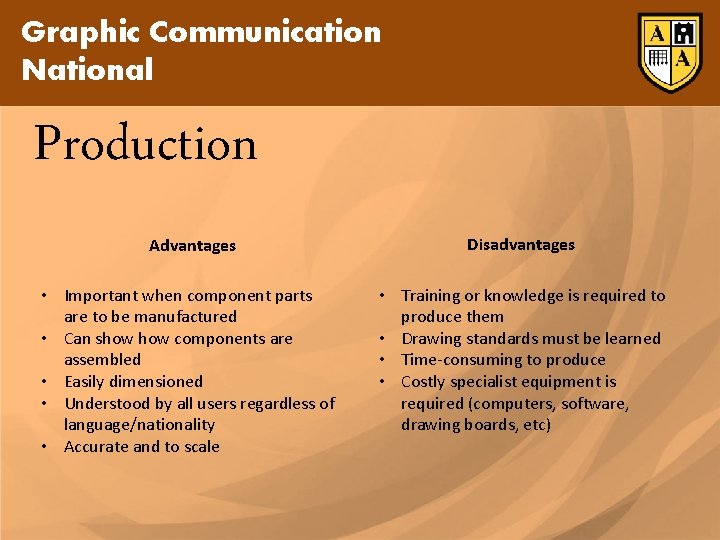 Graphic Communication National Production Advantages Disadvantages • Important when component parts are to be Graphic Communication National Production Advantages Disadvantages • Important when component parts are to be