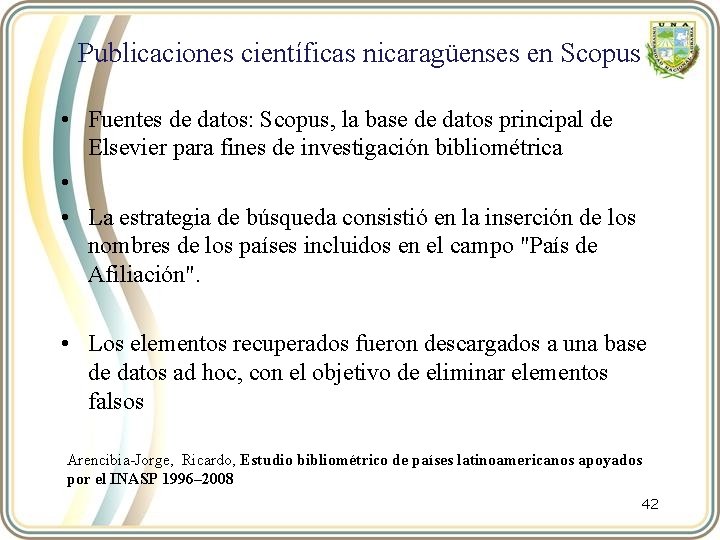 Publicaciones científicas nicaragüenses en Scopus • Fuentes de datos: Scopus, la base de datos