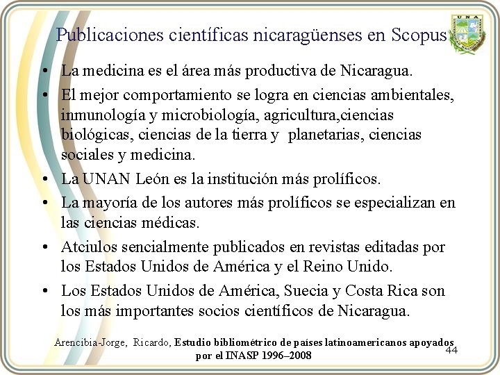 Publicaciones científicas nicaragüenses en Scopus • La medicina es el área más productiva de