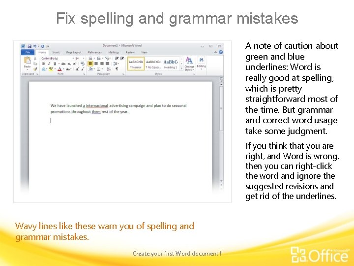 Fix spelling and grammar mistakes A note of caution about green and blue underlines: