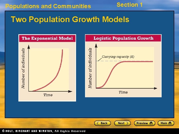 Populations and Communities Section 1 Two Population Growth Models 