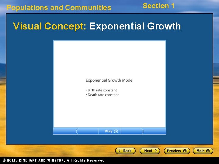 Populations and Communities Section 1 Visual Concept: Exponential Growth 
