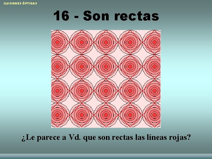 ILUSIONES ÓPTICAS 16 - Son rectas ¿Le parece a Vd. que son rectas líneas