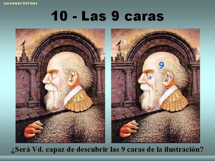 ILUSIONES ÓPTICAS 10 - Las 9 caras ¿Será Vd. capaz de descubrir las 9