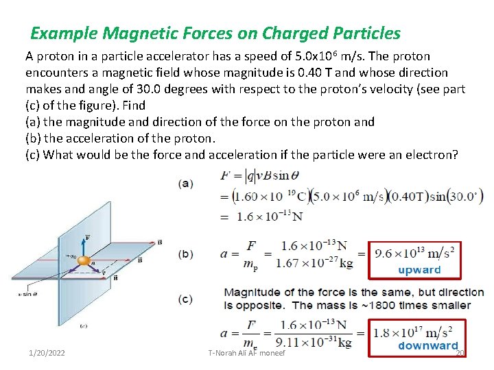 Example Magnetic Forces on Charged Particles A proton in a particle accelerator has a