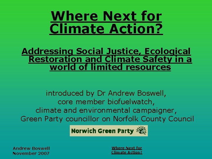 Where Next for Climate Action Addressing Social Justice