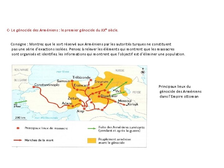 C- Le génocide des Arméniens : le premier génocide du XX° siècle. Consigne :