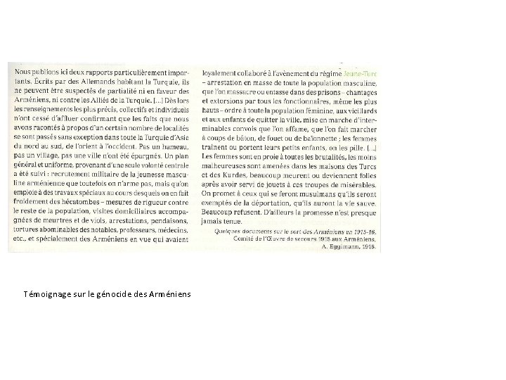 Témoignage sur le génocide des Arméniens 