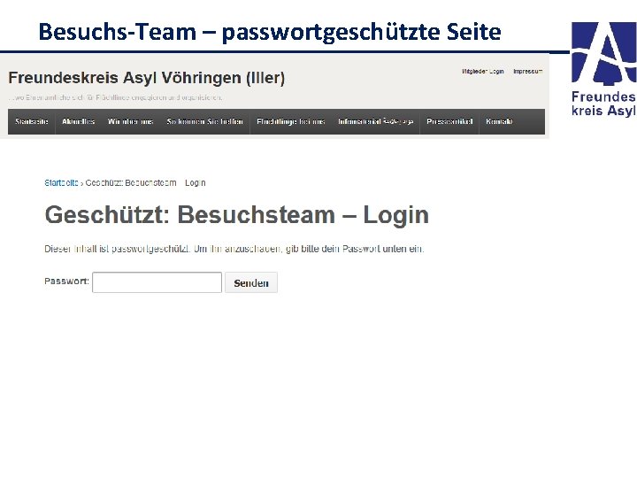 Besuchs-Team – passwortgeschützte Seite 