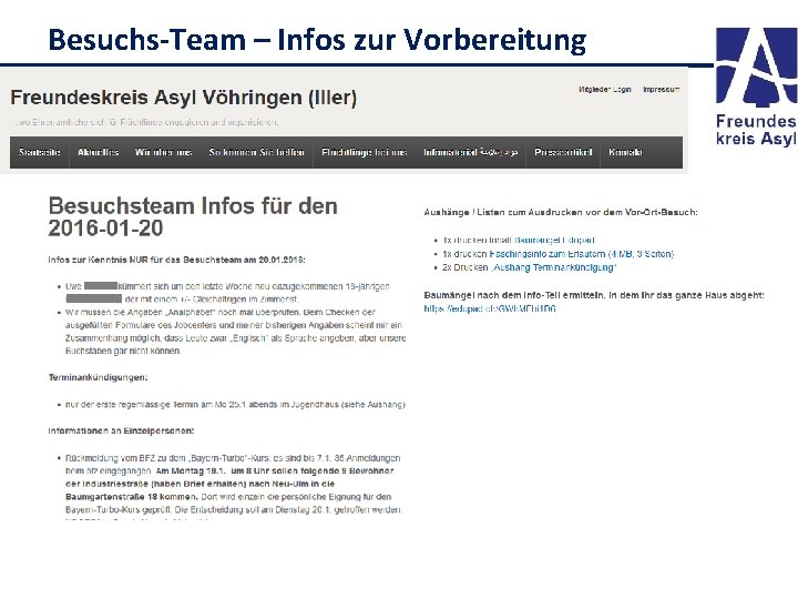 Besuchs-Team – Infos zur Vorbereitung 