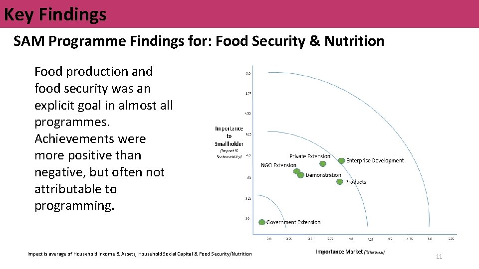 Key Findings SAM Programme Findings for: Food Security & Nutrition Food production and food