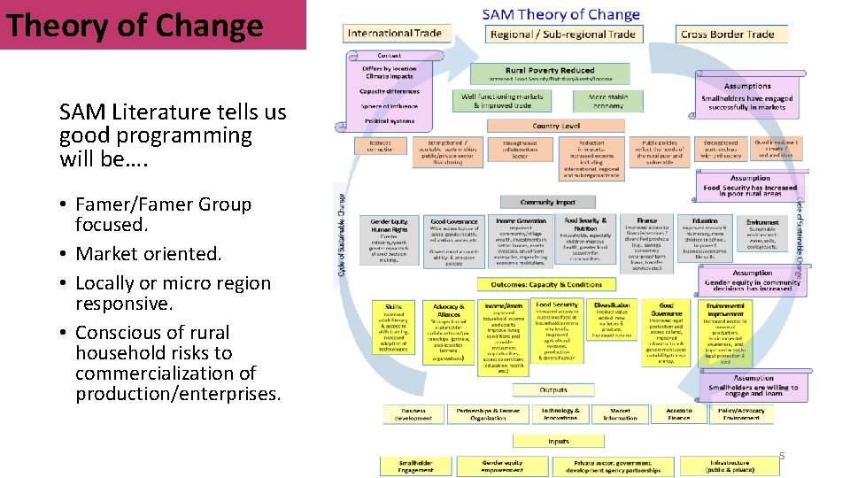 Theory of Change SAM Literature tells us good programming will be…. • Famer/Famer Group