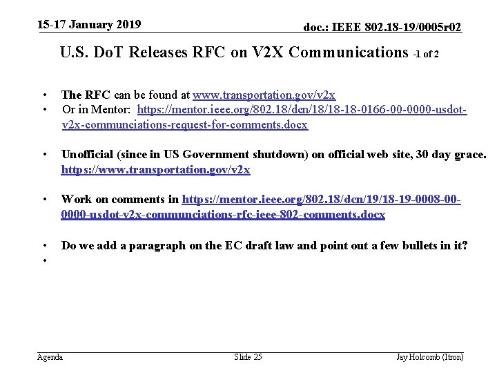 15 -17 January 2019 doc. : IEEE 802. 18 -19/0005 r 02 U. S.