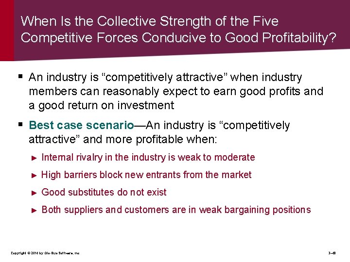 When Is the Collective Strength of the Five Competitive Forces Conducive to Good Profitability?