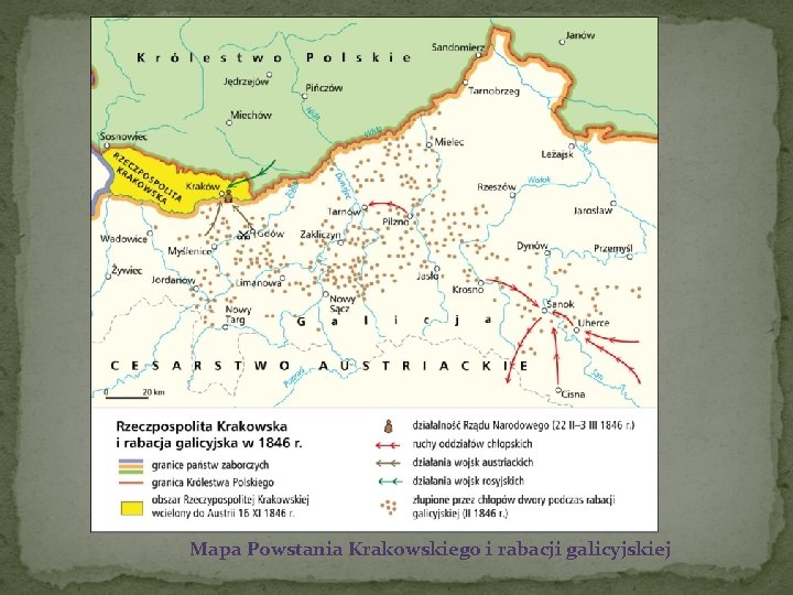 Mapa Powstania Krakowskiego i rabacji galicyjskiej 