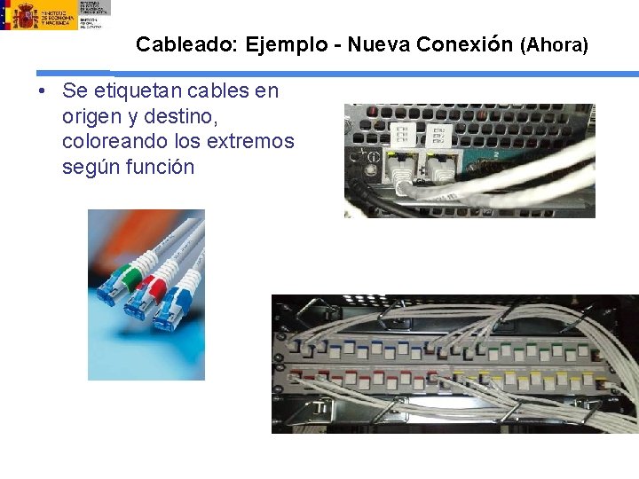 Cableado: Ejemplo - Nueva Conexión (Ahora) • Se etiquetan cables en origen y destino,