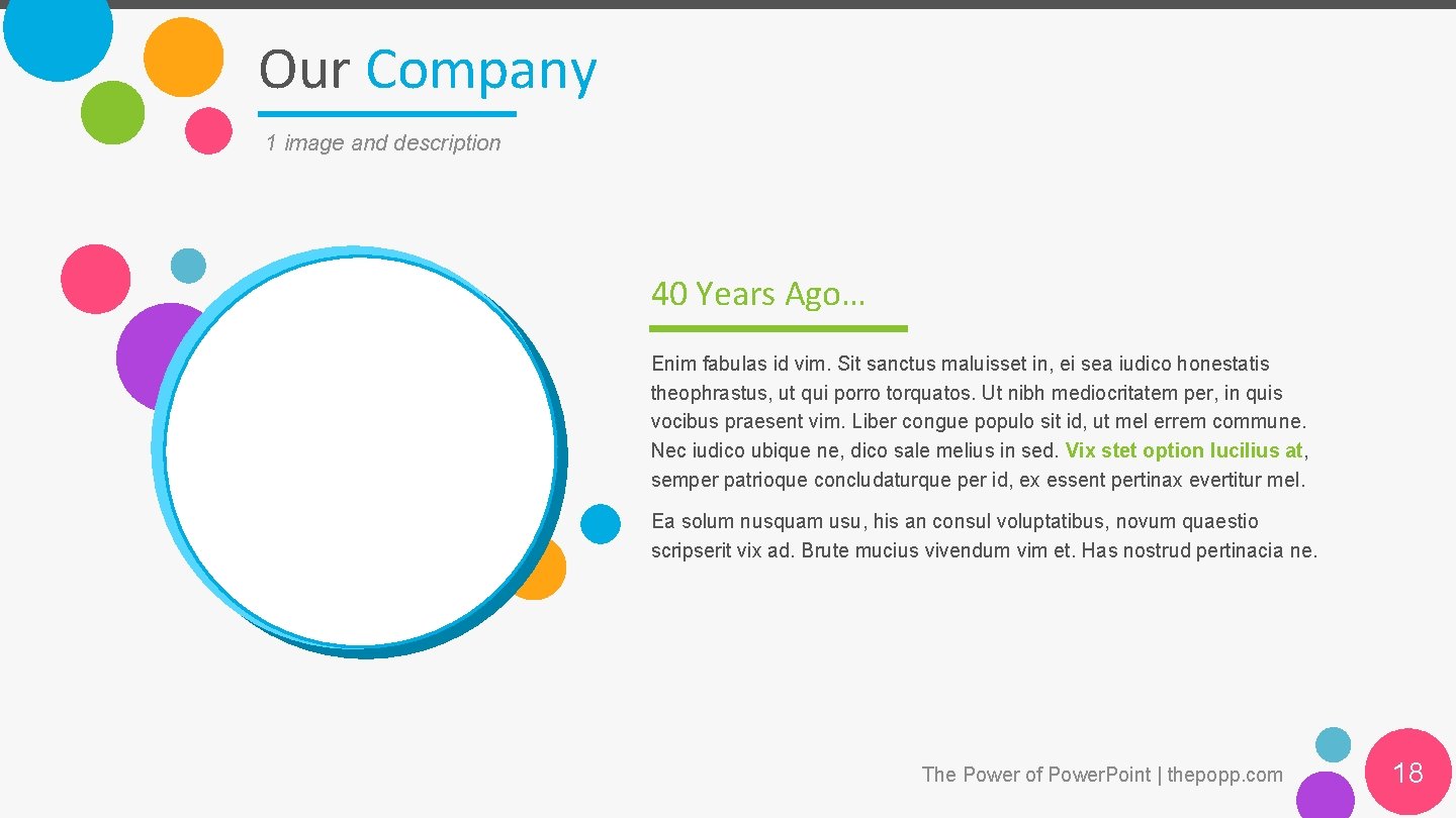 Our Company 1 image and description 40 Years Ago… Enim fabulas id vim. Sit