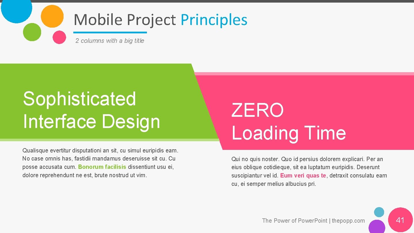 Mobile Project Principles 2 columns with a big title Sophisticated Interface Design Qualisque evertitur