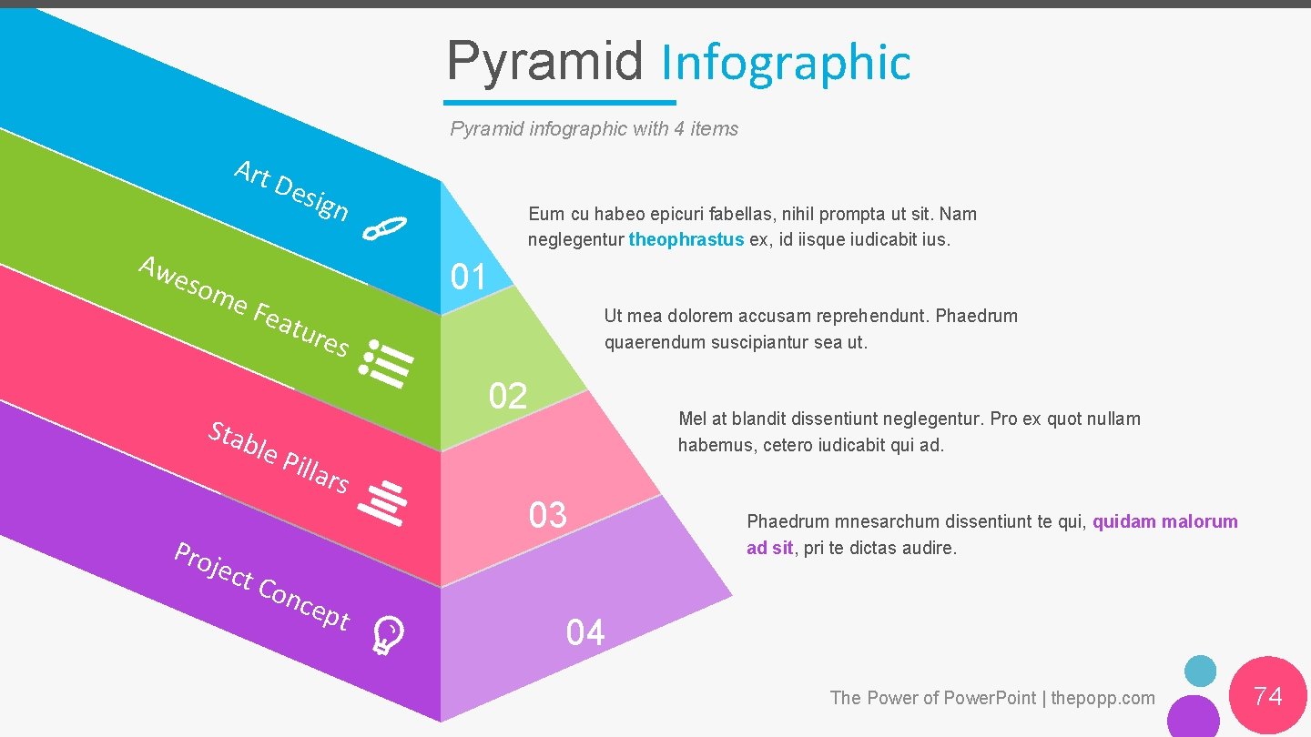 Pyramid Infographic Pyramid infographic with 4 items Art Aw eso me Des ign Eum
