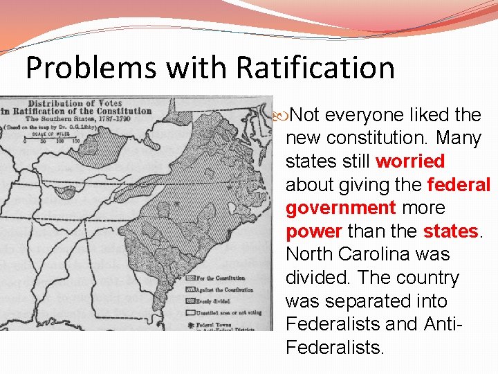 Problems with Ratification Not everyone liked the new constitution. Many states still worried about