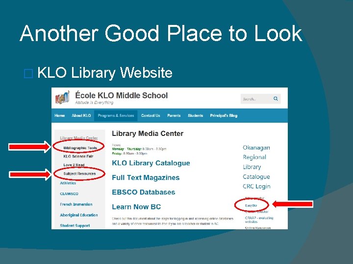 Another Good Place to Look � KLO Library Website 