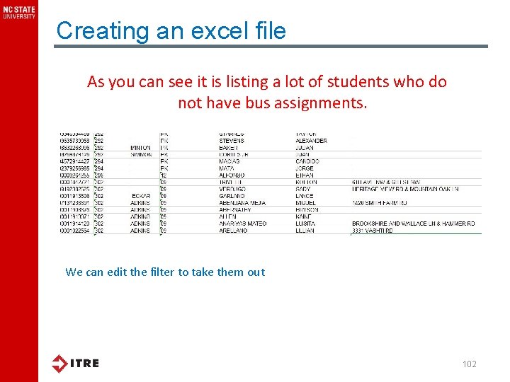 Creating an excel file As you can see it is listing a lot of