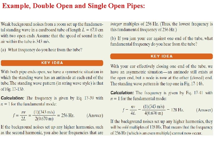 Example, Double Open and Single Open Pipes: 