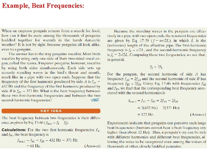 Example, Beat Frequencies: 