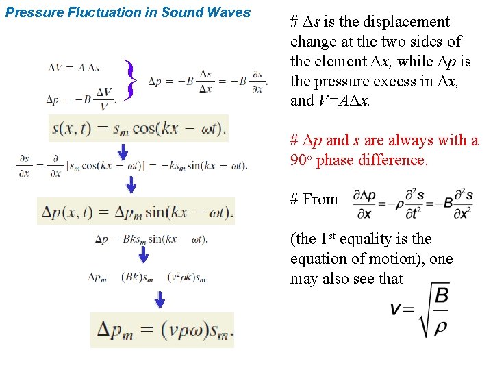Pressure Fluctuation in Sound Waves } # Δs is the displacement change at the