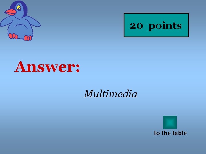 20 points Answer: Multimedia to the table 