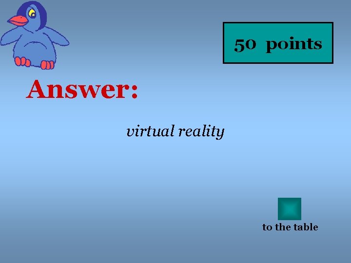 50 points Answer: virtual reality to the table 